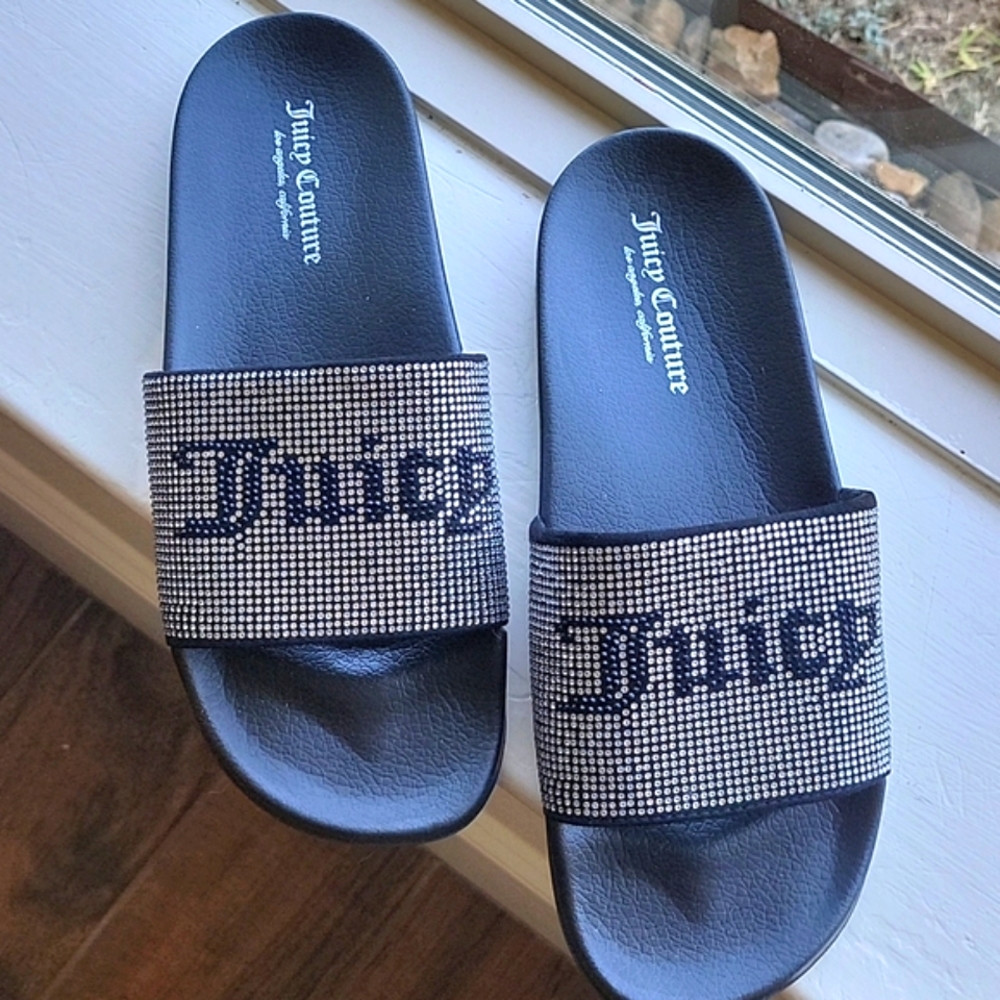 Juicy Couture Rhinestone Slip-On Slides NWOT size 10